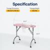 imageVIVOHOME Portable Manicure Nail Table on Wheels with Builtin Dust Collector Updated USBPlug LED Table Lamp Carry Bag for Home Spa Beauty Salon Workstation PinkPink