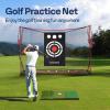 imageVIVOHOME 10 x 7ft Golf Net for Hitting Chipping Driving Training Heavy Duty Golf Practice Net for Indoor Backyard Garage with Mat Target Cloth 8 Tees 6 Balls Carry Bag