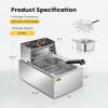 imageVIVOHOME 110V 207 Qt Commercial Electric Deep Fryer with 2 x 635 QT Removable Baskets Overheat Protection106 QT