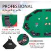 imageVIVOHOME 48 Inch Foldable 8Player Texas Poker Card Tabletop Layout Portable AntiSlip Rubber Board Game Mat with Cup Holders and Carrying BagGreen