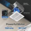imageVIVOHOME Automatic 80 CFM Bathroom Exhaust Fan 15 Sone 95 SqFt Coverage WHumidity Sensor 4 Duct Ceiling Mount White Shower Ventilation Fan80 CFM 15 Sone WHumidity Sensor