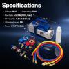 imageVIVOHOME AC Vacuum Pump and Manifold Gauge Set 35 CFM 14 HP Single Stage Car AC Vacuum Pump Kit with 5ft Hoses for R134a R12 R22 R502 AC Service Kit for HVAC Mini Split Air Conditioner
