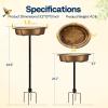 imageVIVOHOME Bird Bath for Outside Outdoor 13 Birdbath Bowl with Metal Ground Stake WeatherResistant ABS Bird Bath and Feeder for Garden 145 Gallons BronzeCopper