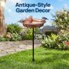 imageVIVOHOME Bird Bath for Outside Outdoor 13 Birdbath Bowl with Metal Ground Stake WeatherResistant ABS Bird Bath and Feeder for Garden 145 Gallons BronzeBronze