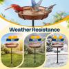 imageVIVOHOME Bird Bath for Outside Outdoor 13 Birdbath Bowl with Metal Ground Stake WeatherResistant ABS Bird Bath and Feeder for Garden 145 Gallons BronzeBronze