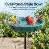 imageVIVOHOME Bird Bath for Outside Outdoor 13 Birdbath Bowl with Metal Ground Stake WeatherResistant ABS Bird Bath and Feeder for Garden 145 Gallons BronzeGreen