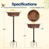 imageVIVOHOME Bird Bath for Outside Outdoor 13 Birdbath Bowl with Metal Ground Stake WeatherResistant ABS Bird Bath and Feeder for Garden 145 Gallons BronzeBronze