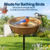 imageVIVOHOME Bird Bath for Outside Outdoor 13 Birdbath Bowl with Metal Ground Stake WeatherResistant ABS Bird Bath and Feeder for Garden 145 Gallons BronzeCopper