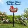 imageVIVOHOME Bird Bath for Outside Outdoor 13 Birdbath Bowl with Metal Ground Stake WeatherResistant ABS Bird Bath and Feeder for Garden 145 Gallons BronzeBronze