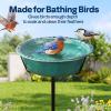 imageVIVOHOME Bird Bath for Outside Outdoor 13 Birdbath Bowl with Metal Ground Stake WeatherResistant ABS Bird Bath and Feeder for Garden 145 Gallons BronzeGreen