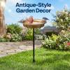 imageVIVOHOME Bird Bath for Outside Outdoor 13 Birdbath Bowl with Metal Ground Stake WeatherResistant ABS Bird Bath and Feeder for Garden 145 Gallons BronzeCopper