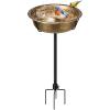 imageVIVOHOME Bird Bath for Outside Outdoor 13 Birdbath Bowl with Metal Ground Stake WeatherResistant ABS Bird Bath and Feeder for Garden 145 Gallons BronzeCopper