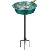 imageVIVOHOME Bird Bath for Outside Outdoor 13 Birdbath Bowl with Metal Ground Stake WeatherResistant ABS Bird Bath and Feeder for Garden 145 Gallons BronzeGreen