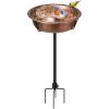 imageVIVOHOME Bird Bath for Outside Outdoor 13 Birdbath Bowl with Metal Ground Stake WeatherResistant ABS Bird Bath and Feeder for Garden 145 Gallons BronzeBronze