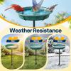 imageVIVOHOME Bird Bath for Outside Outdoor 13 Birdbath Bowl with Metal Ground Stake WeatherResistant ABS Bird Bath and Feeder for Garden 145 Gallons BronzeGreen