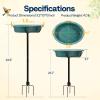 imageVIVOHOME Bird Bath for Outside Outdoor 13 Birdbath Bowl with Metal Ground Stake WeatherResistant ABS Bird Bath and Feeder for Garden 145 Gallons BronzeGreen