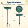 imageVIVOHOME Bird Bath for Outside Outdoor 13 Birdbath Bowl with Metal Ground Stake WeatherResistant ABS Bird Bath and Feeder for Garden 145 Gallons BronzeGreen