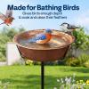 imageVIVOHOME Bird Bath for Outside Outdoor 13 Birdbath Bowl with Metal Ground Stake WeatherResistant ABS Bird Bath and Feeder for Garden 145 Gallons BronzeBronze
