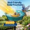 imageVIVOHOME Bird Bath with Solar Fountain for Outside WeatherResistant ABS Birdbath Bowl with Solar Powered Pump Metal Ground Stake for Outdoor Garden 145 Gallons GreenGreen