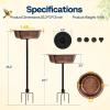 imageVIVOHOME Bird Bath with Solar Fountain for Outside WeatherResistant ABS Birdbath Bowl with Solar Powered Pump Metal Ground Stake for Outdoor Garden 145 Gallons GreenBronze