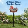imageVIVOHOME Bird Bath with Solar Fountain for Outside WeatherResistant ABS Birdbath Bowl with Solar Powered Pump Metal Ground Stake for Outdoor Garden 145 Gallons GreenBronze