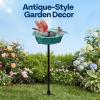 imageVIVOHOME Bird Bath with Solar Fountain for Outside WeatherResistant ABS Birdbath Bowl with Solar Powered Pump Metal Ground Stake for Outdoor Garden 145 Gallons GreenGreen