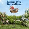 imageVIVOHOME Bird Bath with Solar Fountain for Outside WeatherResistant ABS Birdbath Bowl with Solar Powered Pump Metal Ground Stake for Outdoor Garden 145 Gallons GreenCopper