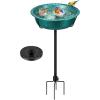 imageVIVOHOME Bird Bath with Solar Fountain for Outside WeatherResistant ABS Birdbath Bowl with Solar Powered Pump Metal Ground Stake for Outdoor Garden 145 Gallons GreenGreen