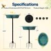imageVIVOHOME Bird Bath with Solar Fountain for Outside WeatherResistant ABS Birdbath Bowl with Solar Powered Pump Metal Ground Stake for Outdoor Garden 145 Gallons GreenGreen