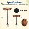 imageVIVOHOME Bird Bath with Solar Fountain for Outside WeatherResistant ABS Birdbath Bowl with Solar Powered Pump Metal Ground Stake for Outdoor Garden 145 Gallons GreenBronze