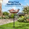 imageVIVOHOME Bird Bath with Solar Fountain for Outside WeatherResistant ABS Birdbath Bowl with Solar Powered Pump Metal Ground Stake for Outdoor Garden 145 Gallons GreenBronze