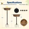 imageVIVOHOME Bird Bath with Solar Fountain for Outside WeatherResistant ABS Birdbath Bowl with Solar Powered Pump Metal Ground Stake for Outdoor Garden 145 Gallons GreenCopper