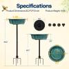 imageVIVOHOME Bird Bath with Solar Fountain for Outside WeatherResistant ABS Birdbath Bowl with Solar Powered Pump Metal Ground Stake for Outdoor Garden 145 Gallons GreenGreen