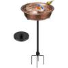 imageVIVOHOME Bird Bath with Solar Fountain for Outside WeatherResistant ABS Birdbath Bowl with Solar Powered Pump Metal Ground Stake for Outdoor Garden 145 Gallons GreenBronze
