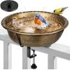 imageVIVOHOME Deck Mounted Bird Bath for Outside WeatherResistant ABS Bird Bath and Feeder with Adjustable Metal Clamp for Railing Fence Balcony 145 Gallons BronzeCopper
