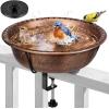 imageVIVOHOME Deck Mounted Bird Bath for Outside WeatherResistant ABS Bird Bath and Feeder with Adjustable Metal Clamp for Railing Fence Balcony 145 Gallons BronzeBronze