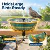 imageVIVOHOME Deck Mounted Bird Bath for Outside WeatherResistant ABS Bird Bath and Feeder with Adjustable Metal Clamp for Railing Fence Balcony 145 Gallons BronzeGreen