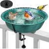 imageVIVOHOME Deck Mounted Bird Bath for Outside WeatherResistant ABS Bird Bath and Feeder with Adjustable Metal Clamp for Railing Fence Balcony 145 Gallons BronzeGreen