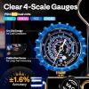 imageVIVOHOME HVAC Manifold Gauge Set for R410a R454B R32 R22 Refrigerant 4 Valve Residential Household AC Gauges with 5ft Hoses for Freon Charging and Evacuation