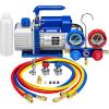 imageVIVOHOME AC Vacuum Pump and Manifold Gauge Set 35 CFM 14 HP Single Stage Car AC Vacuum Pump Kit with 5ft Hoses for R134a R12 R22 R502 AC Service Kit for HVAC Mini Split Air Conditioner