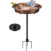 imageVIVOHOME Bird Bath with Solar Fountain for Outside WeatherResistant ABS Birdbath Bowl with Solar Powered Pump Metal Ground Stake for Outdoor Garden 145 Gallons GreenBronze