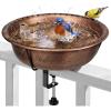 imageVIVOHOME Deck Mounted Bird Bath for Outside WeatherResistant ABS Bird Bath and Feeder with Adjustable Metal Clamp for Railing Fence Balcony 145 Gallons BronzeBronze