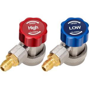 imageVIVOHOME AC R134a Refrigerant Quick Coupler Adapter Kit HVAC Adjustable High Low Connector Conversion with 14 Inch Male Flares for Auto Air Condition Manifold Gauge HoseR134a