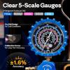 imageVIVOHOME HVAC Manifold Gauge Set for R134a R1234yf R454B R410a R32 Refrigerant Automotive Residential AC Gauges with 5ft Hoses R134a R1234yf Quick Couplers Can Taps for Car Freon Charging Evacuation