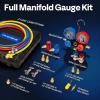 imageVIVOHOME HVAC Manifold Gauge Set for R134a R1234yf R454B R410a R32 Refrigerant Automotive Residential AC Gauges with 5ft Hoses R134a R1234yf Quick Couplers Can Taps for Car Freon Charging Evacuation