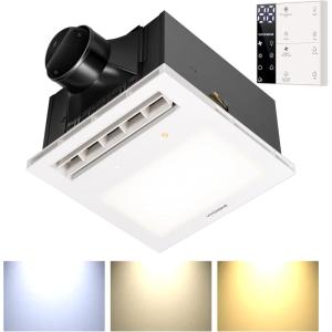 imageVIVOHOME Bathroom Exhaust Fan with 1600W PTC Heater Humidity Sensor amp LED Light Ceiling Mount Ventilation Fan 160 CFM DC Motor 3 Color Temperatures Remote Control Oscillating Louver70105 FT