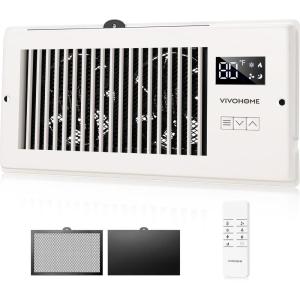 imageVIVOHOME Quiet Register Booster Fan with Opening 4 x 12  Smart Thermostat 10Speed Control Removable Dustproof Mesh amp Register Blocker White4 x 10 Opening