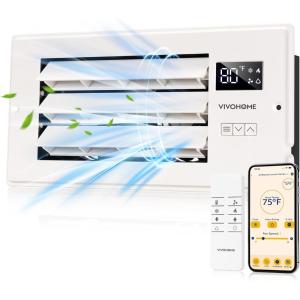imageVIVOHOME Register Booster Fan  4 x 12 Opening with Adjustable Louver  Smart Thermostat amp 10Speed WIFI App Control  AC Vent Fan for Floor Ceiling Wall  Quiet Operation White4 x 10 Opening