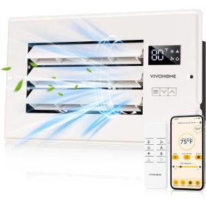 imageVIVOHOME Register Booster Fan  4 x 12 Opening with Adjustable Louver  Smart Thermostat amp 10Speed WIFI App Control  AC Vent Fan for Floor Ceiling Wall  Quiet Operation White6 x 10 Opening
