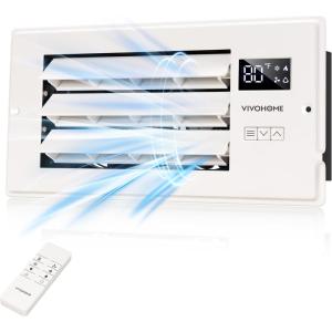 imageVIVOHOME Register Booster Fan  6 x 12 Opening with Adjustable Louver  Smart Thermostat amp 10Speed Remote Control  AC Vent Fan for Floor Ceiling Wall  Quiet Operation White4 x 10